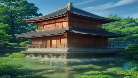 琉璃川秋季枫叶倒影实景视频，金红色枫叶倒映在静止溪面，色彩饱和，画面唯美